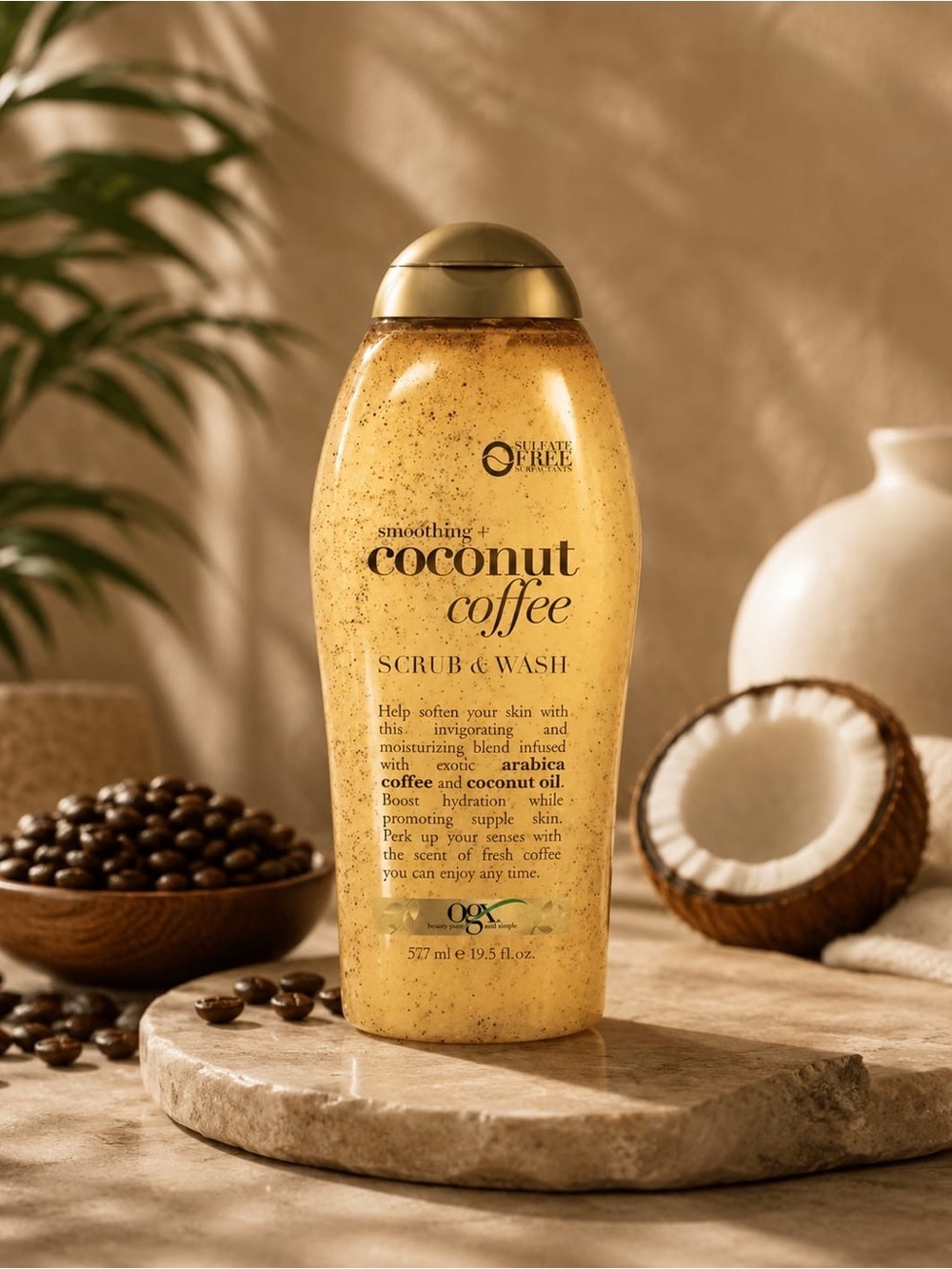 OGX Coconut Coffee & Rose Water Scrub & Wash Duo - Gold & Pink